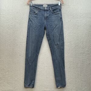 Agolde Toni Jeans Womens 26 Mid Rise Skinny Stretch Distressed Raw Hem Denim